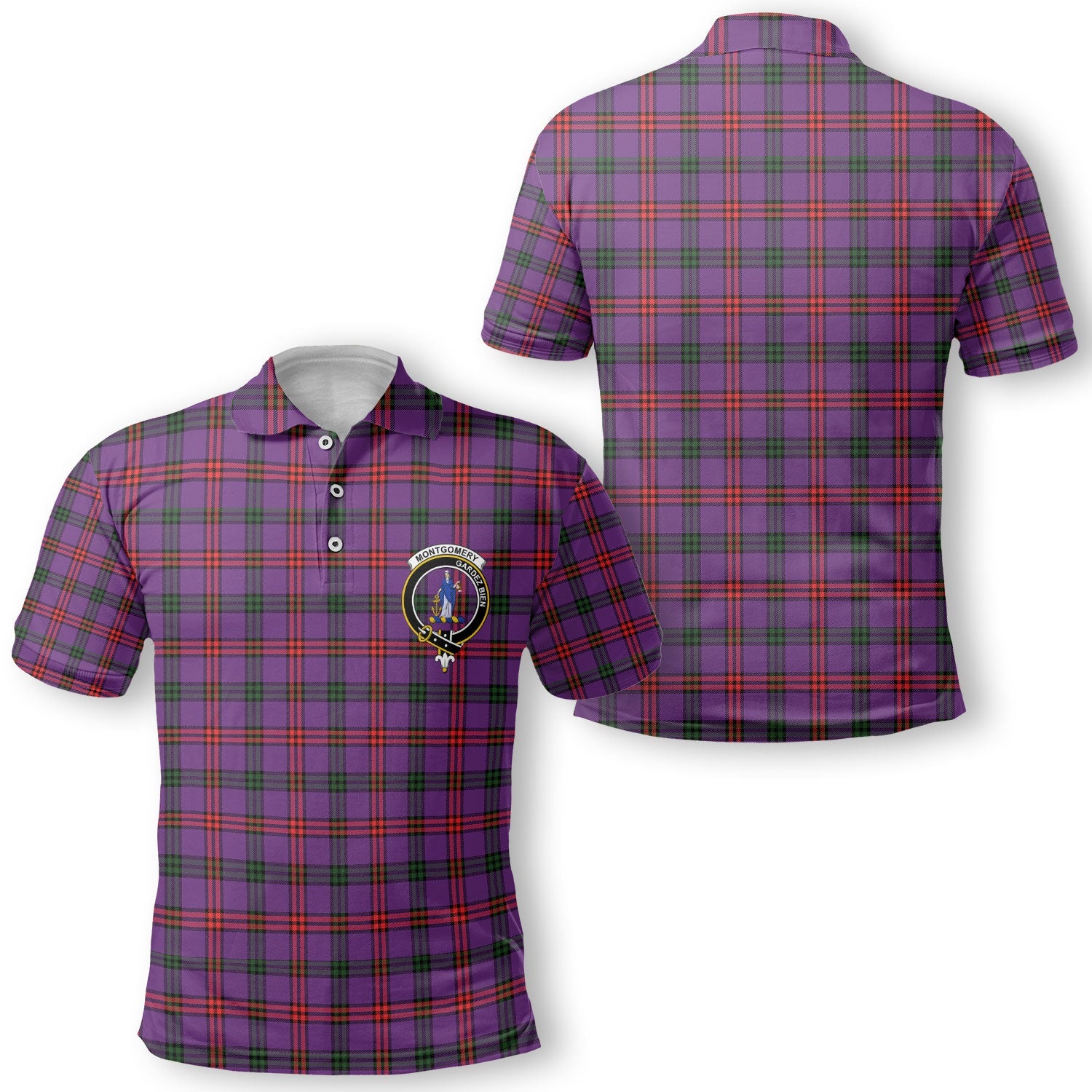 Clan Montgomery Tartan Golf Men Polo Shirt Crest And Plaid Basic Style