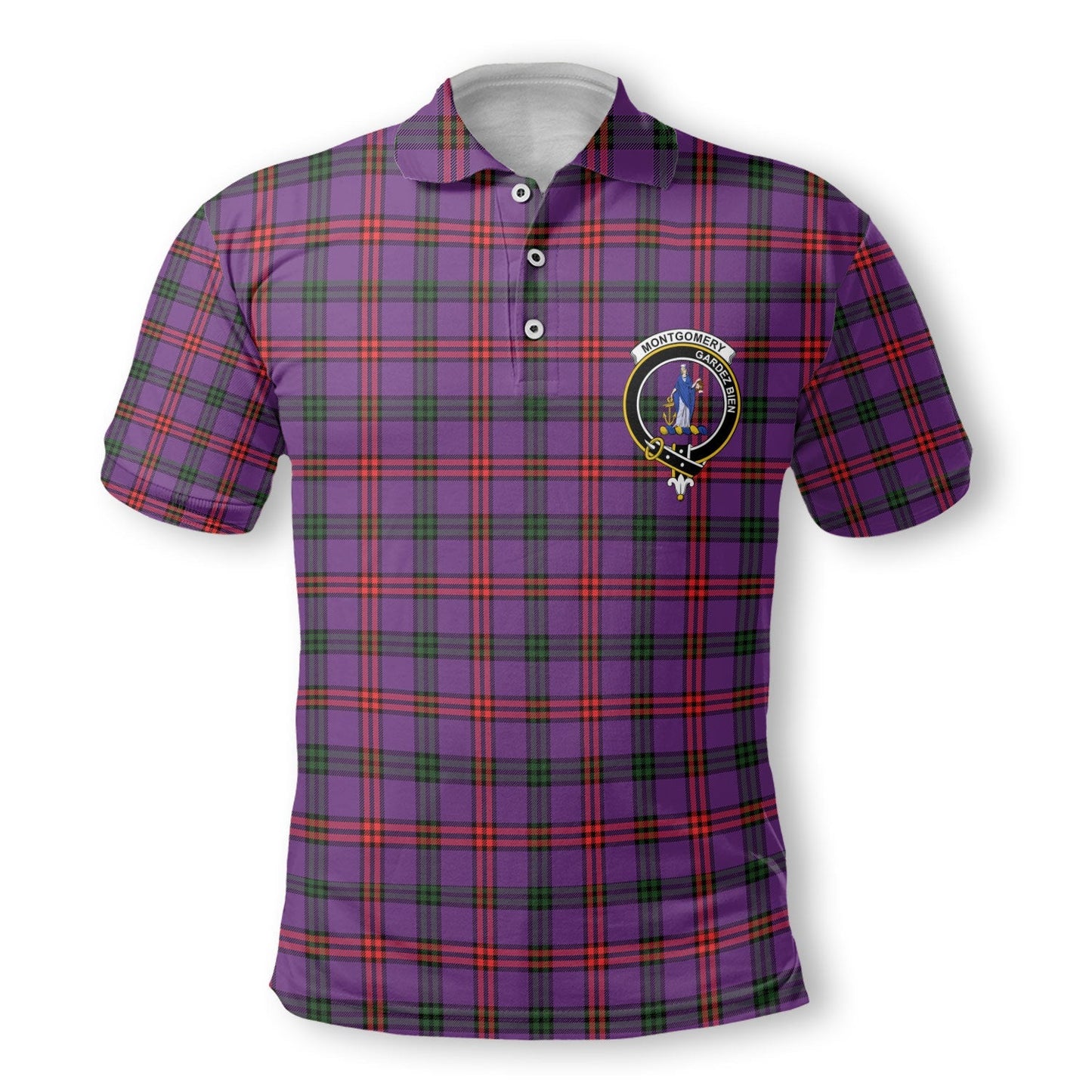 Clan Montgomery Tartan Golf Tartan Men Polo Shirt Crest And Plaid Basic Style