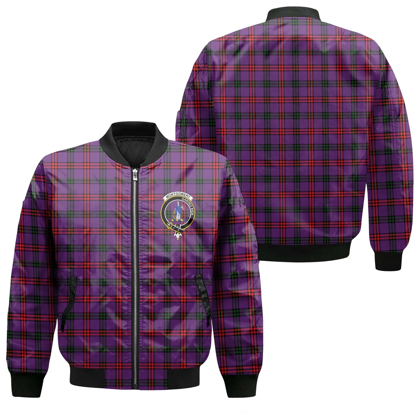 Clan Montgomery Tartan Men Bomber Jacket Crest And Plaid Basic Style