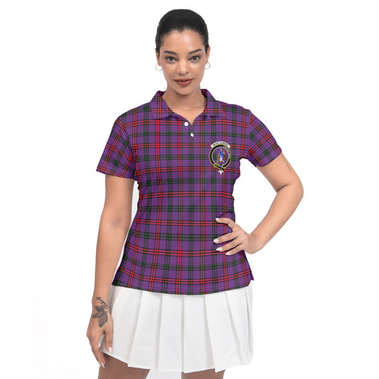 Clan Montgomery Tartan Women Polo Shirt Crest And Plaid Basic Style