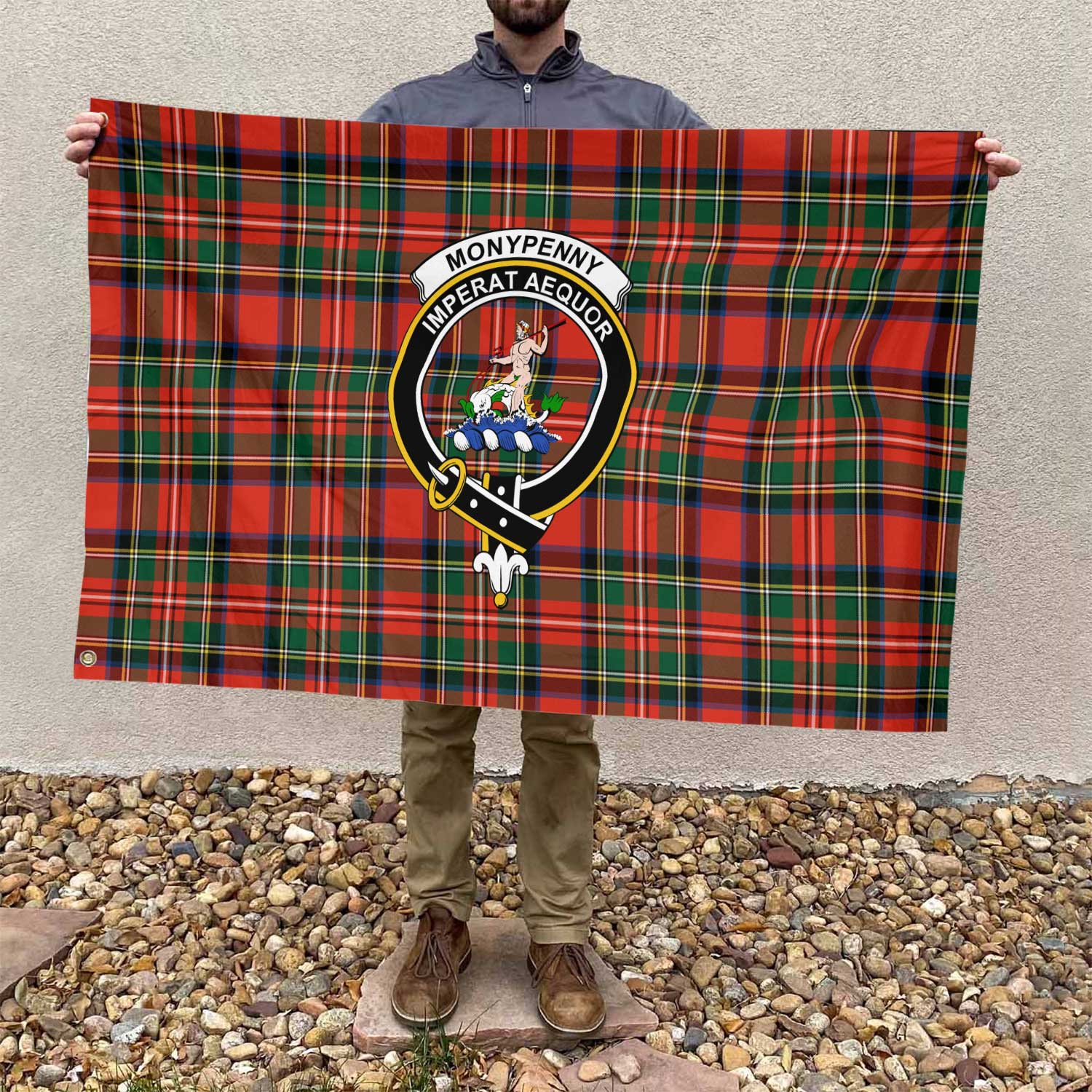 Clan Monypenny Tartan Flag Crest And Plaid Basic Style