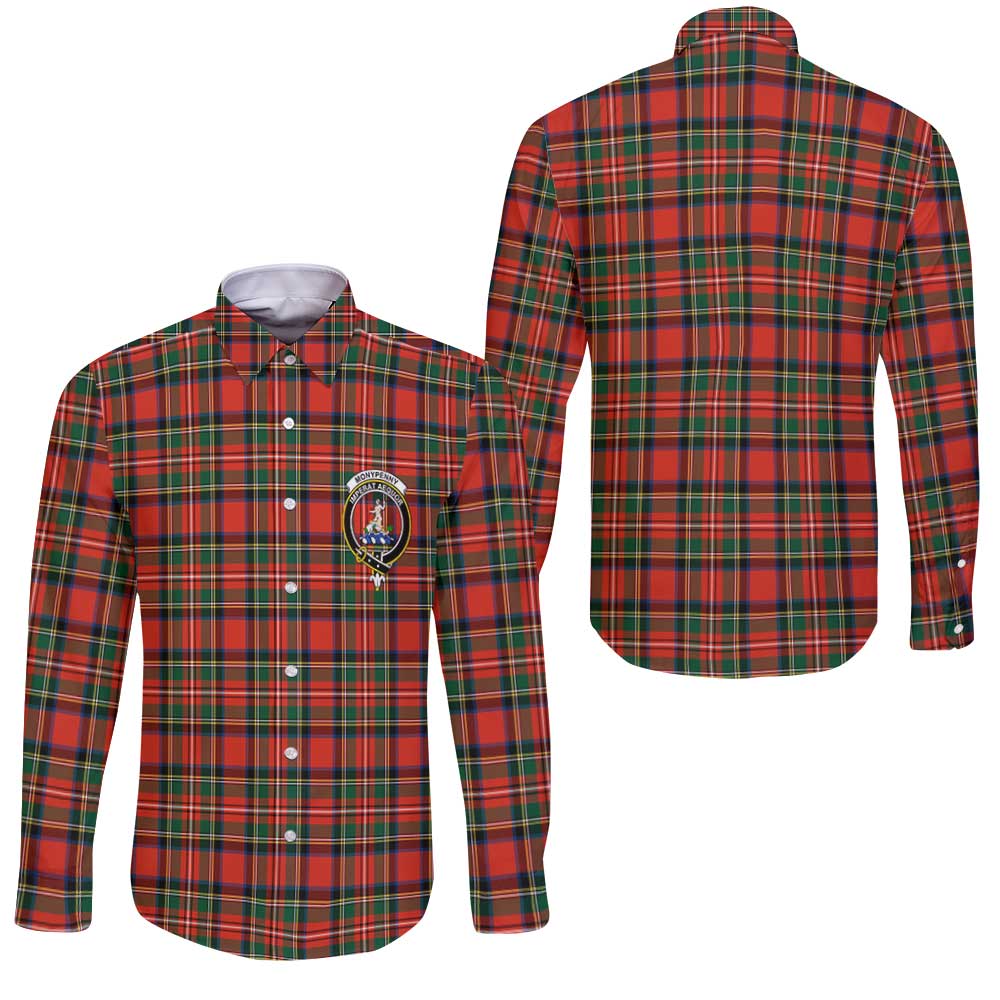 Clan Monypenny Tartan Long Sleeve Button Shirt Crest And Plaid Basic Style