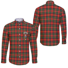Clan Monypenny Tartan Long Sleeve Button Shirt Crest And Plaid Basic Style