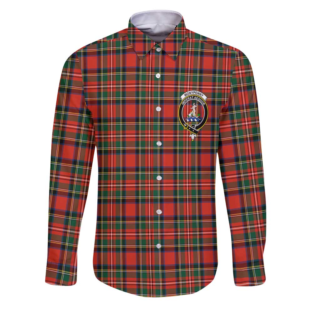 Clan Monypenny Tartan Long Sleeve Button Shirt Crest And Plaid Basic Style