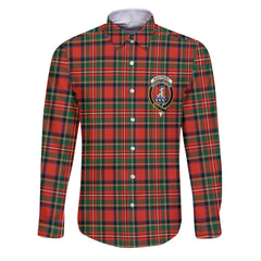 Clan Monypenny Tartan Long Sleeve Button Shirt Crest And Plaid Basic Style