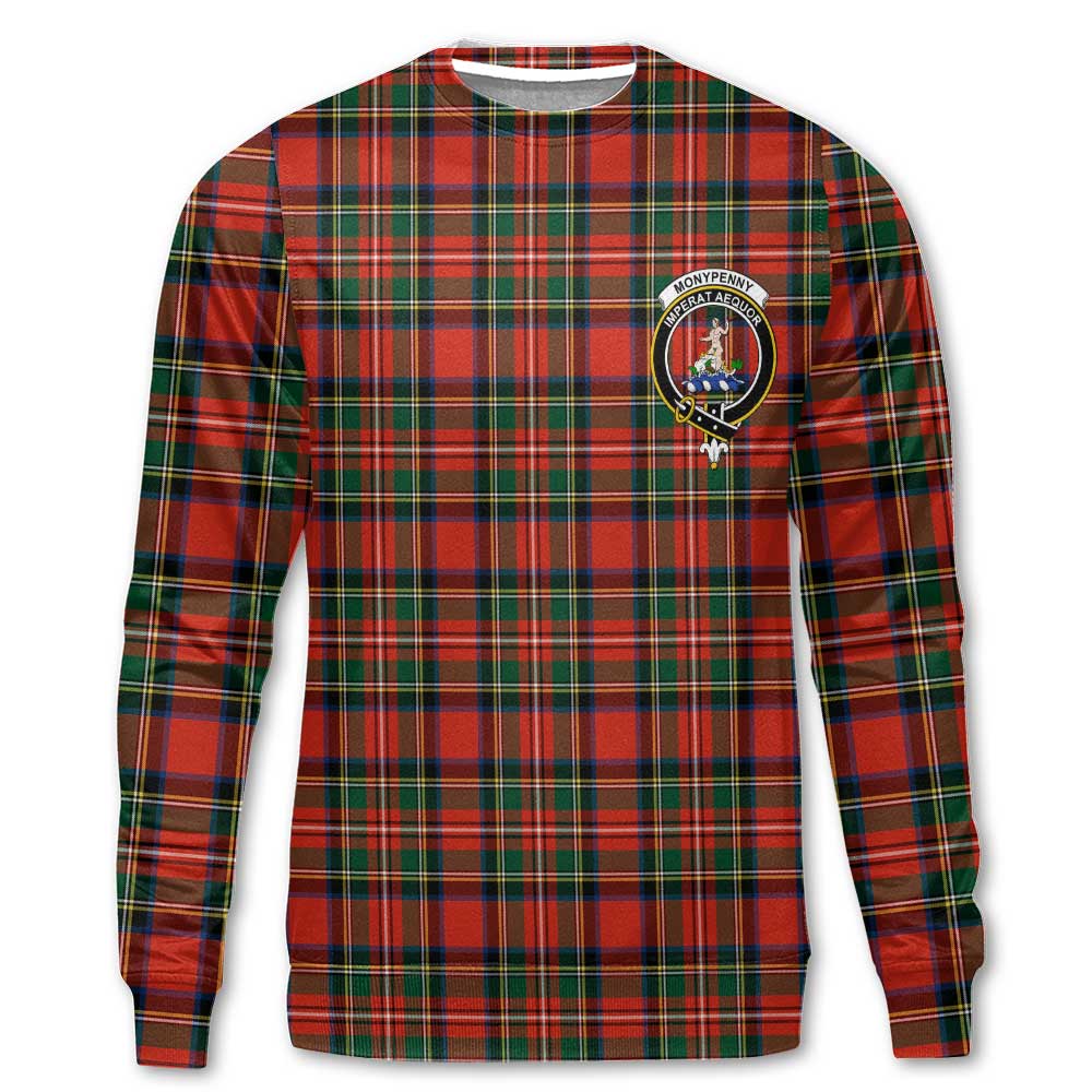 Clan Monypenny Tartan Men Sweatshirt Crest And Plaid Basic Style