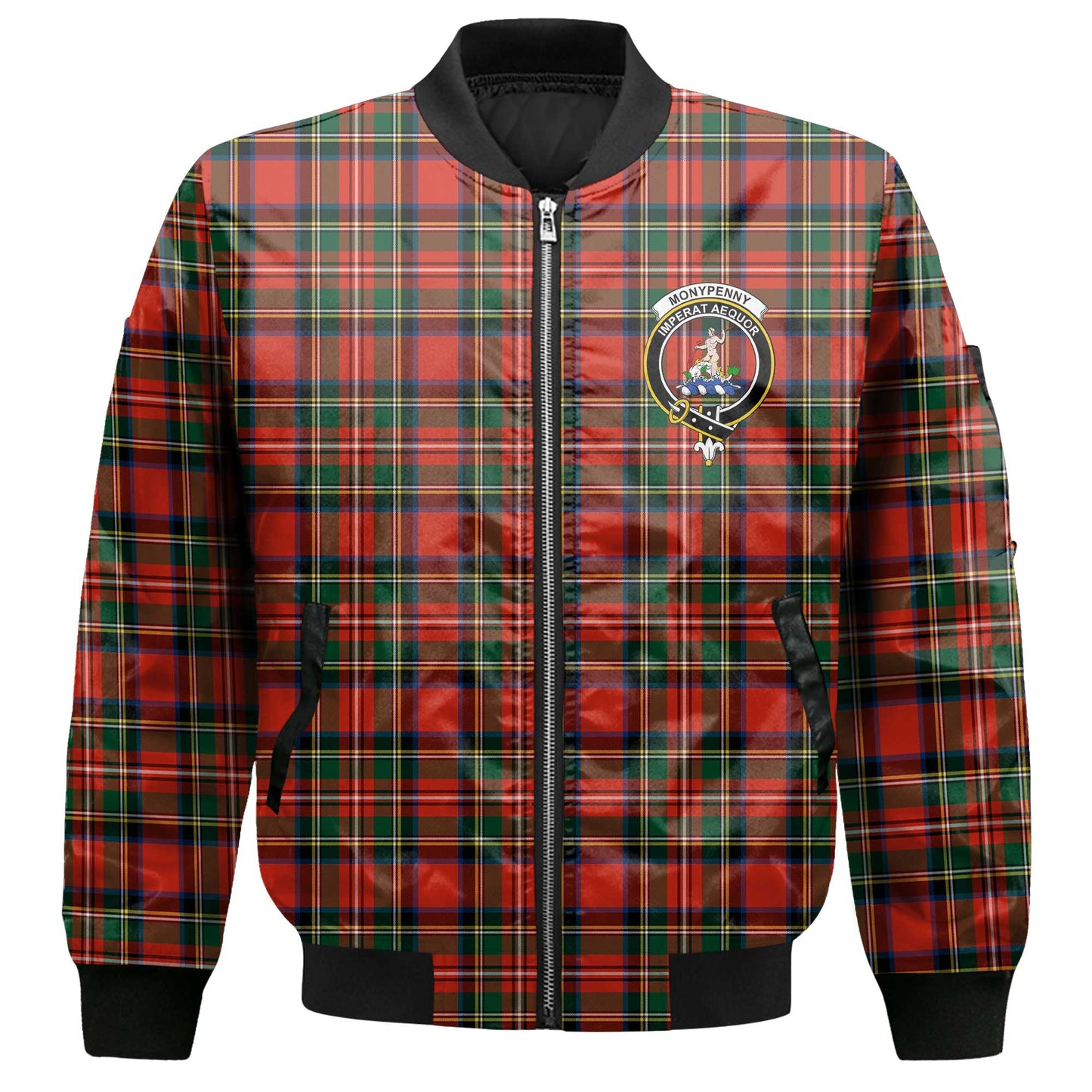 Clan Monypenny Tartan Women Bomber Jacket Crest And Plaid Basic Style