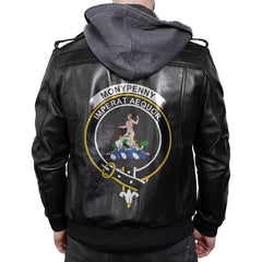Clan Monypenny Tartan Zip Leather Jacket Crest And Plaid Basic Style