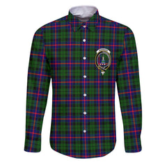 Clan Morrison Tartan Long Sleeve Button Shirt Crest And Plaid Basic Style