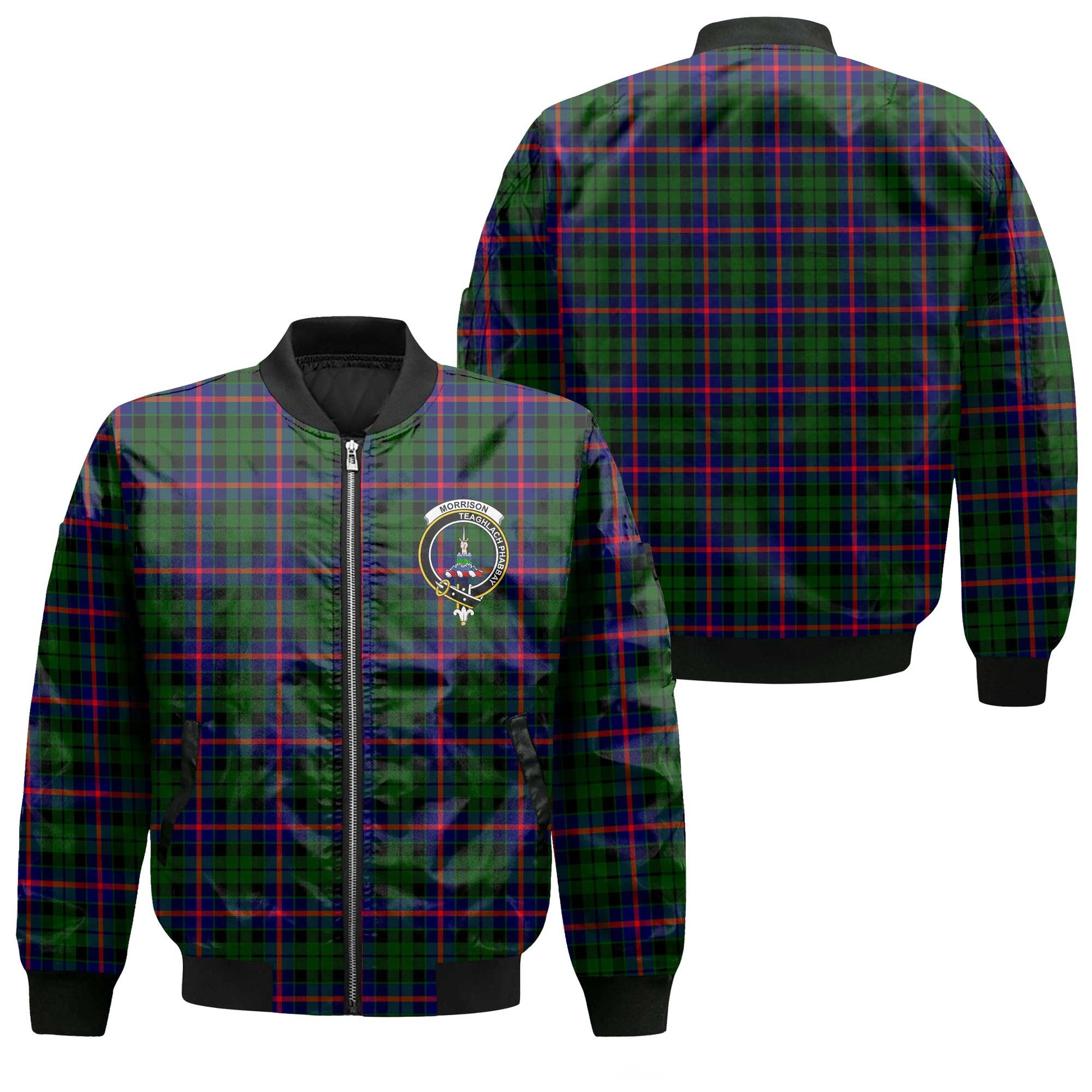 Clan Morrison Tartan Men Bomber Jacket Crest And Plaid Basic Style