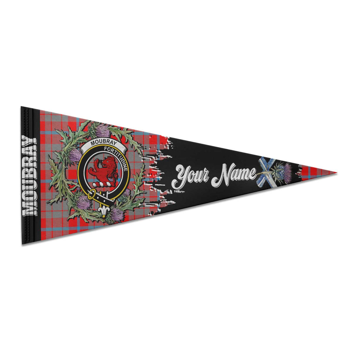 Clan Moubray Tartan Felt Pennant Crest And Plaid Basic Style