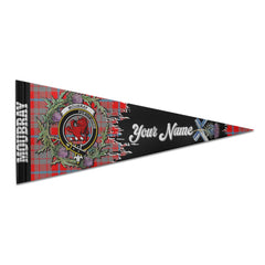 Clan Moubray Tartan Felt Pennant Crest And Plaid Basic Style