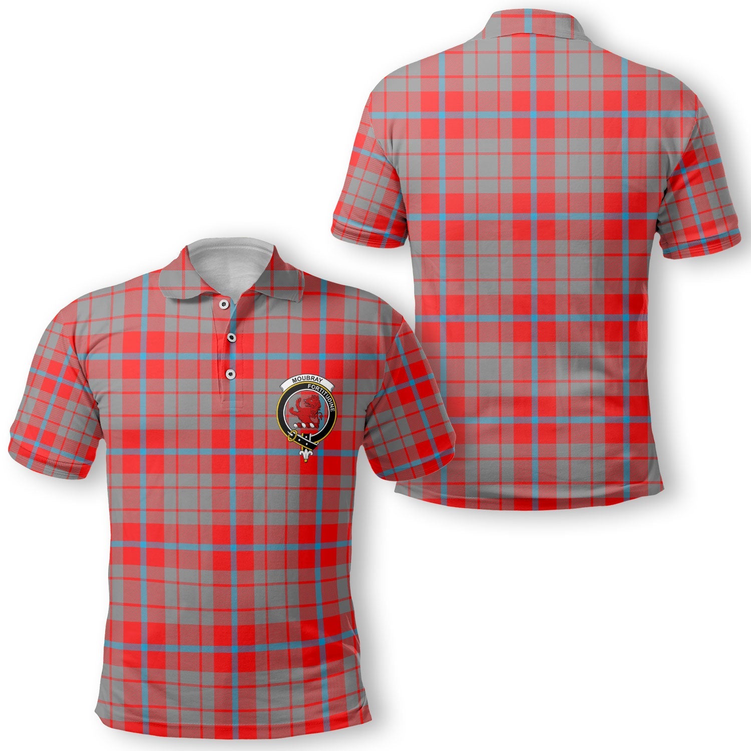 Clan Moubray Tartan Golf Men Polo Shirt Crest And Plaid Basic Style