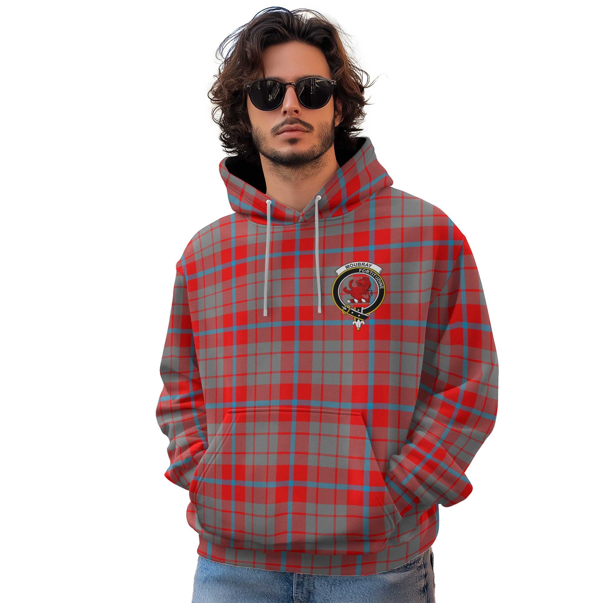 Clan Moubray Tartan Men Hoodie Crest And Plaid Basic Style