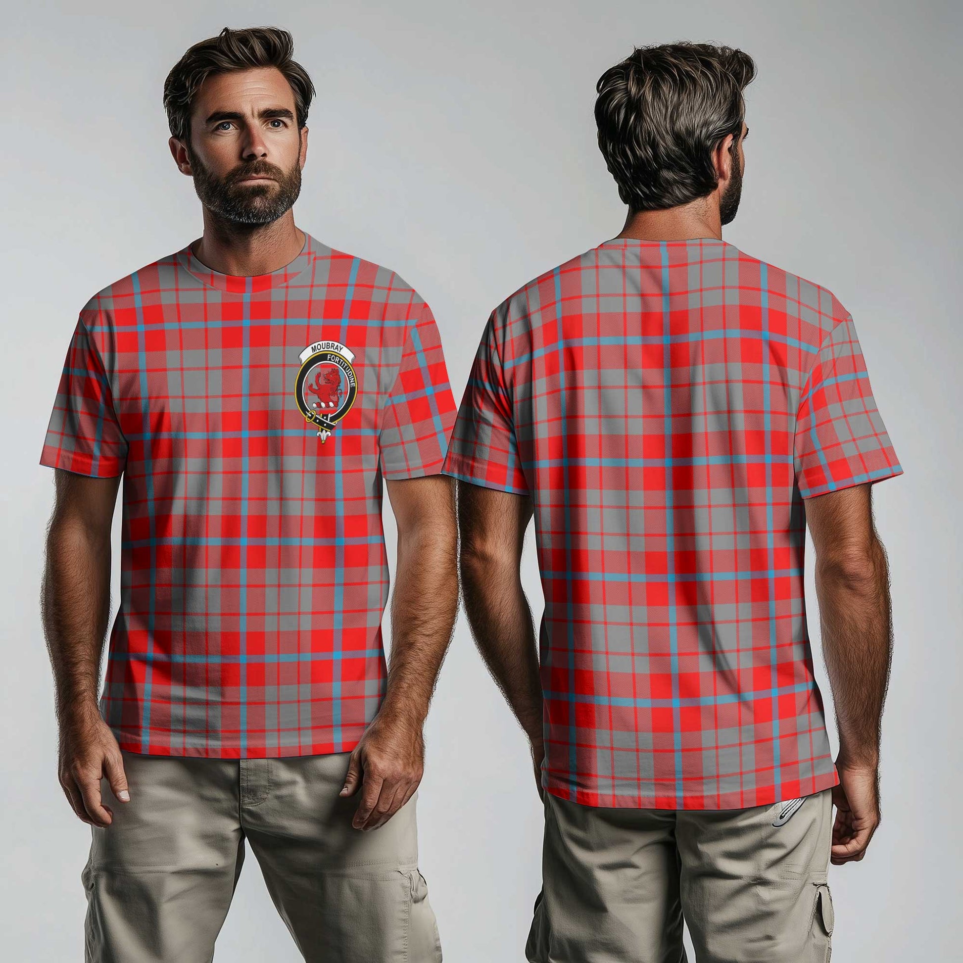 Clan Moubray Tartan Men T Shirt Crest And Plaid Basic Style