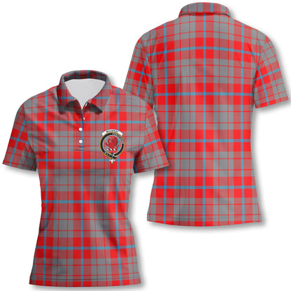 Clan Moubray Tartan Women Polo Shirt Crest And Plaid Basic Style