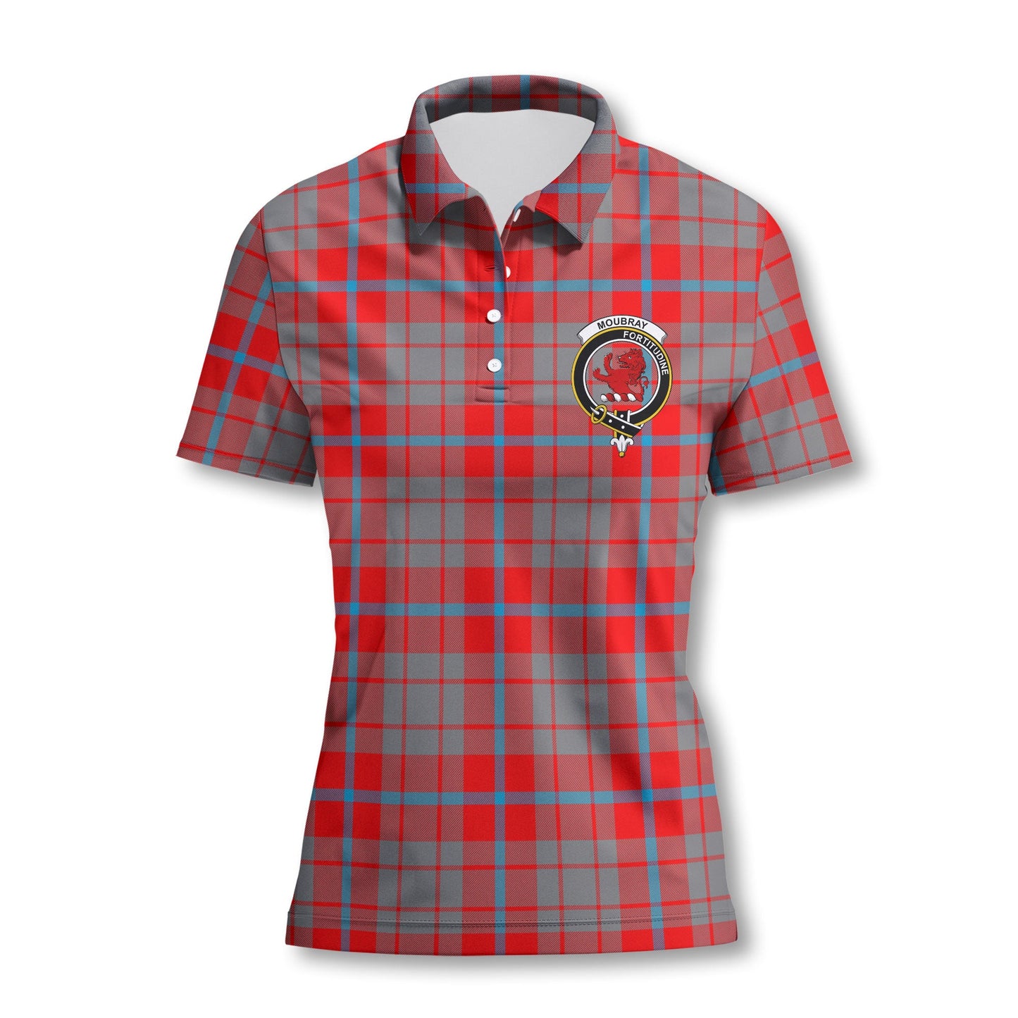 Clan Moubray Tartan Women Polo Shirt Crest And Plaid Basic Style