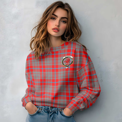 Clan Moubray Tartan Women Sweatshirt Crest And Plaid Basic Style