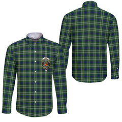 Clan Mow Tartan Long Sleeve Button Shirt Crest And Plaid Basic Style