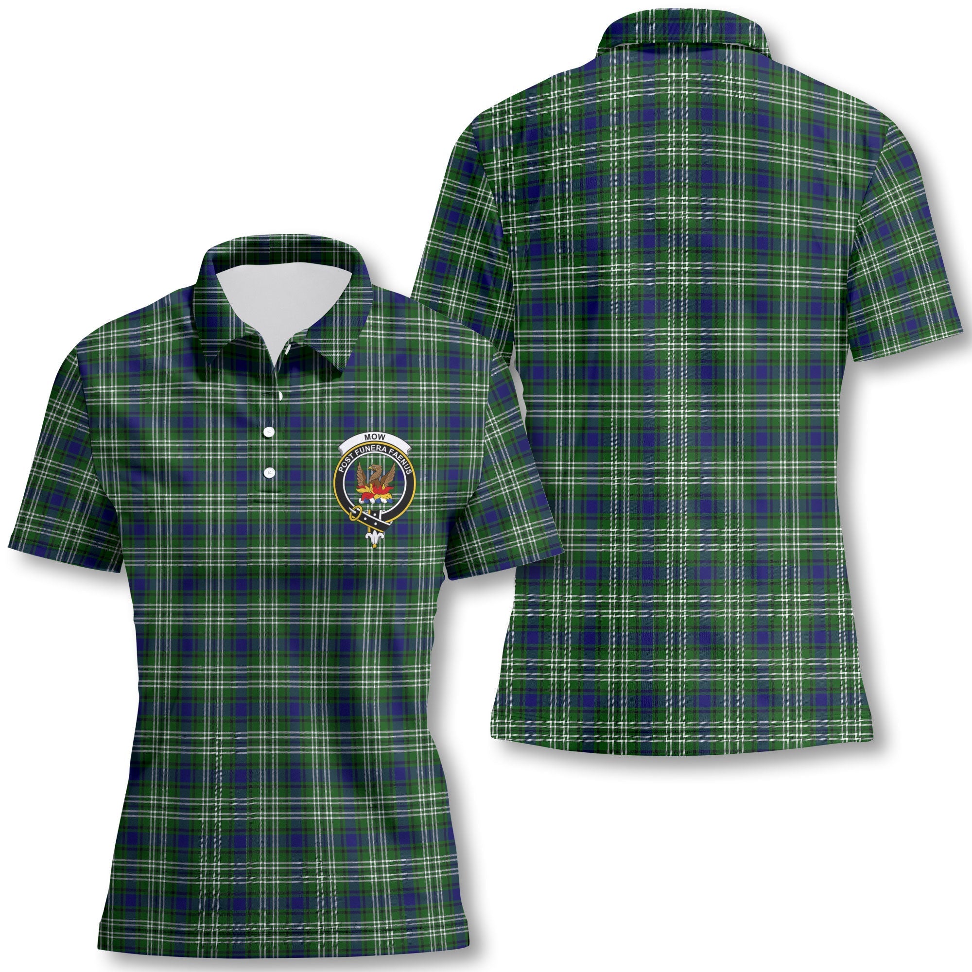 Clan Mow Tartan Women Polo Shirt Crest And Plaid Basic Style