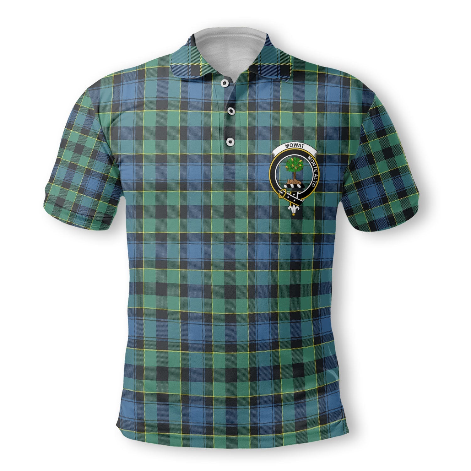 Clan Mowat Tartan Golf Men Polo Shirt Crest And Plaid Basic Style