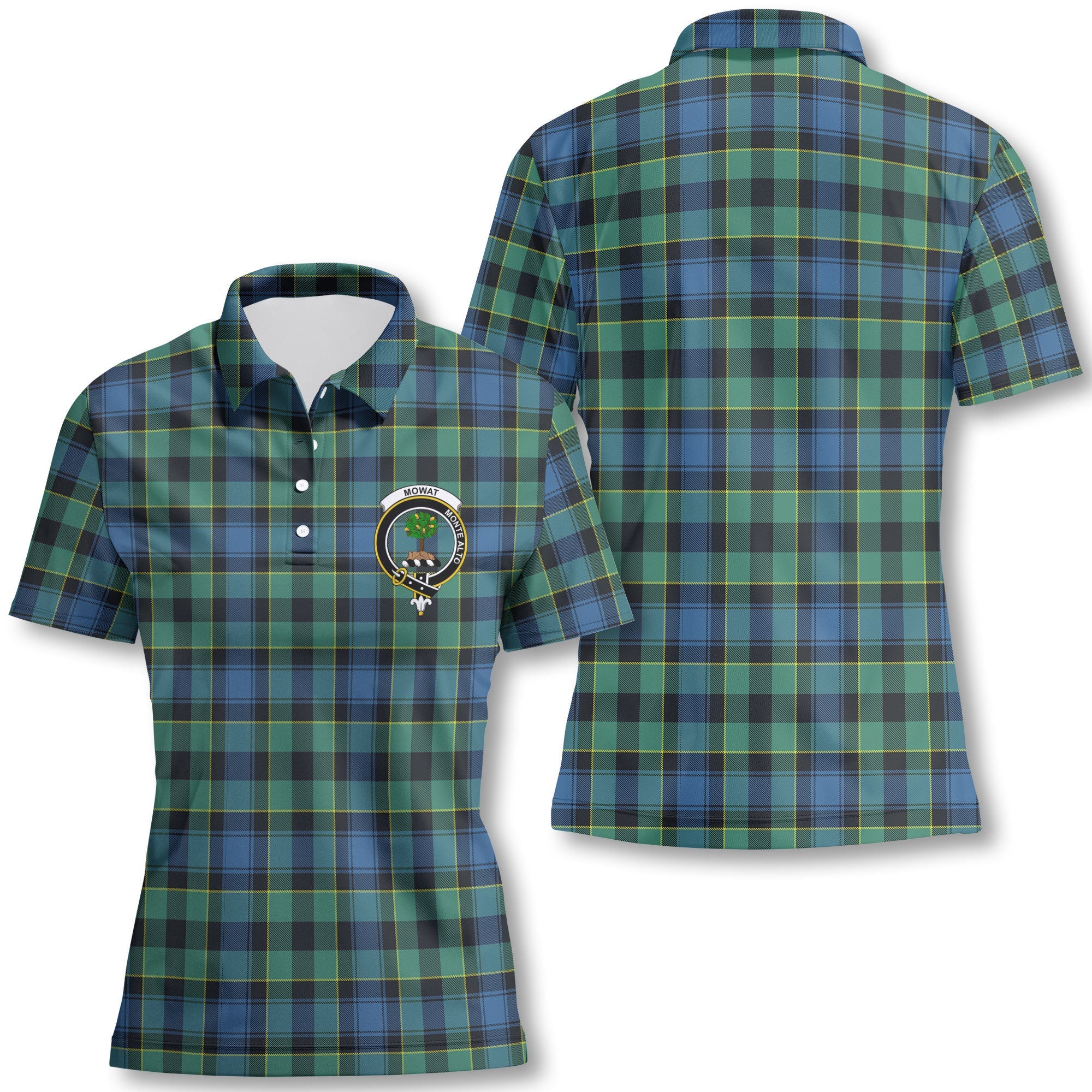 Clan Mowat Tartan Women Polo Shirt Crest And Plaid Basic Style
