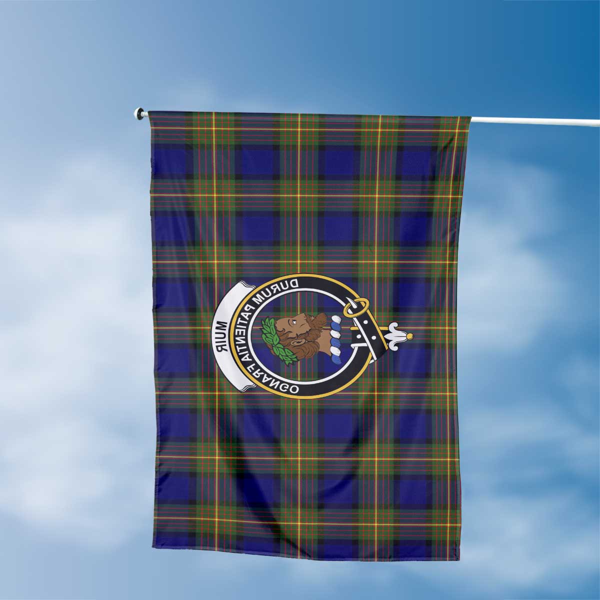 Clan Muir Tartan Flag Crest And Plaid Basic Style