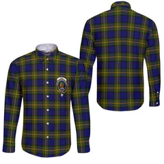 Clan Muir Tartan Long Sleeve Button Shirt Crest And Plaid Basic Style