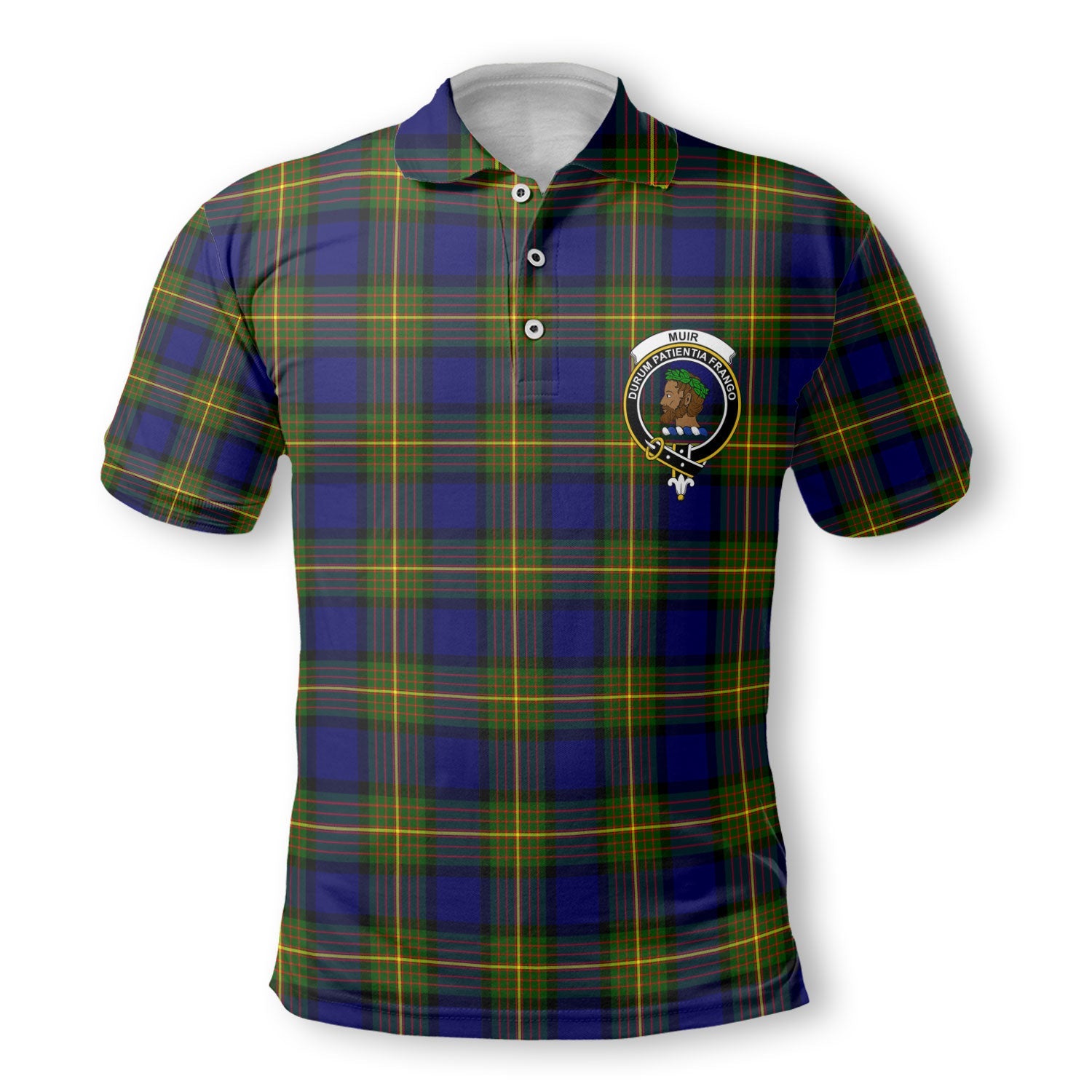 Clan Muir Tartan Men Polo Shirt Crest And Plaid Basic Style