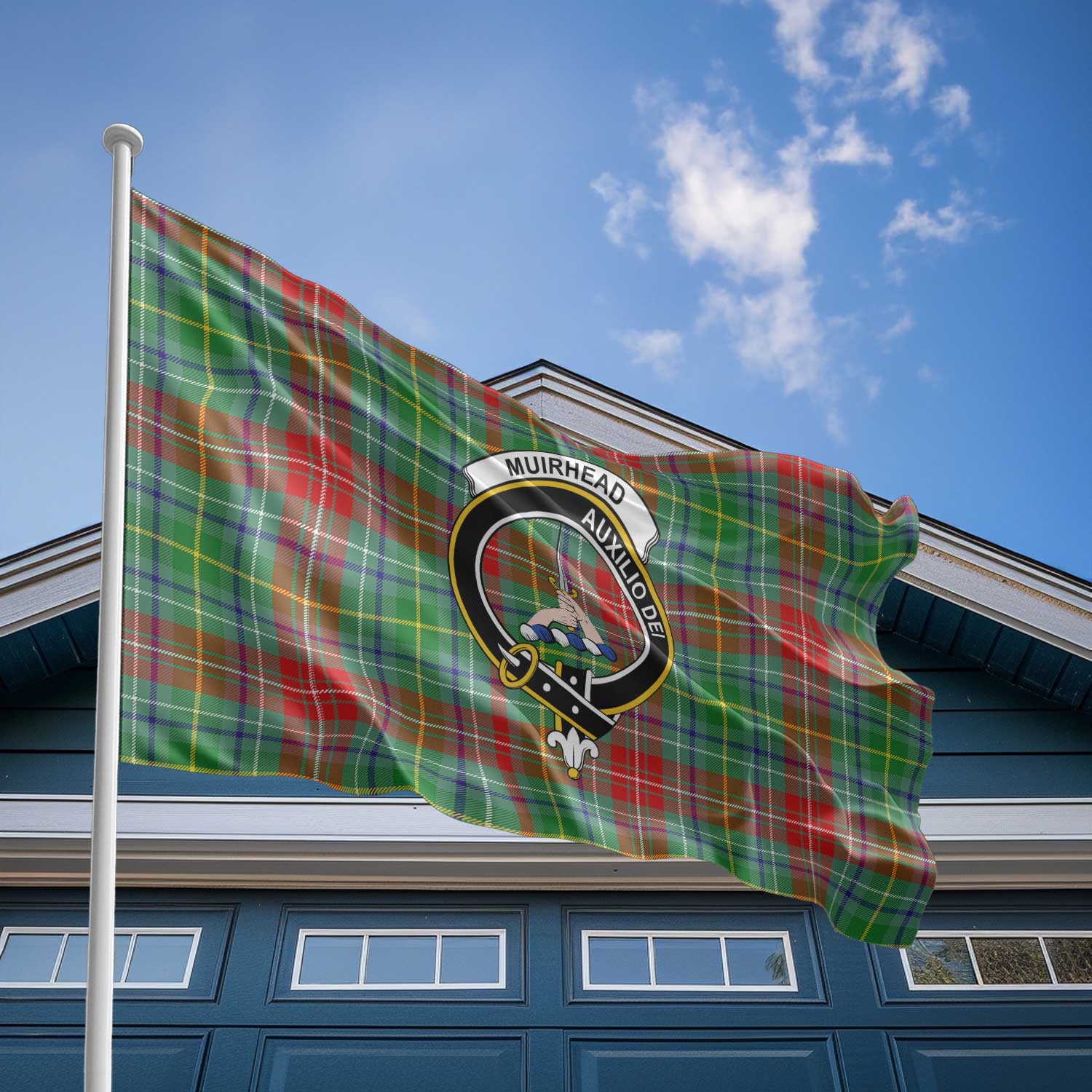 Clan Muirhead Tartan Flag Crest And Plaid Basic Style