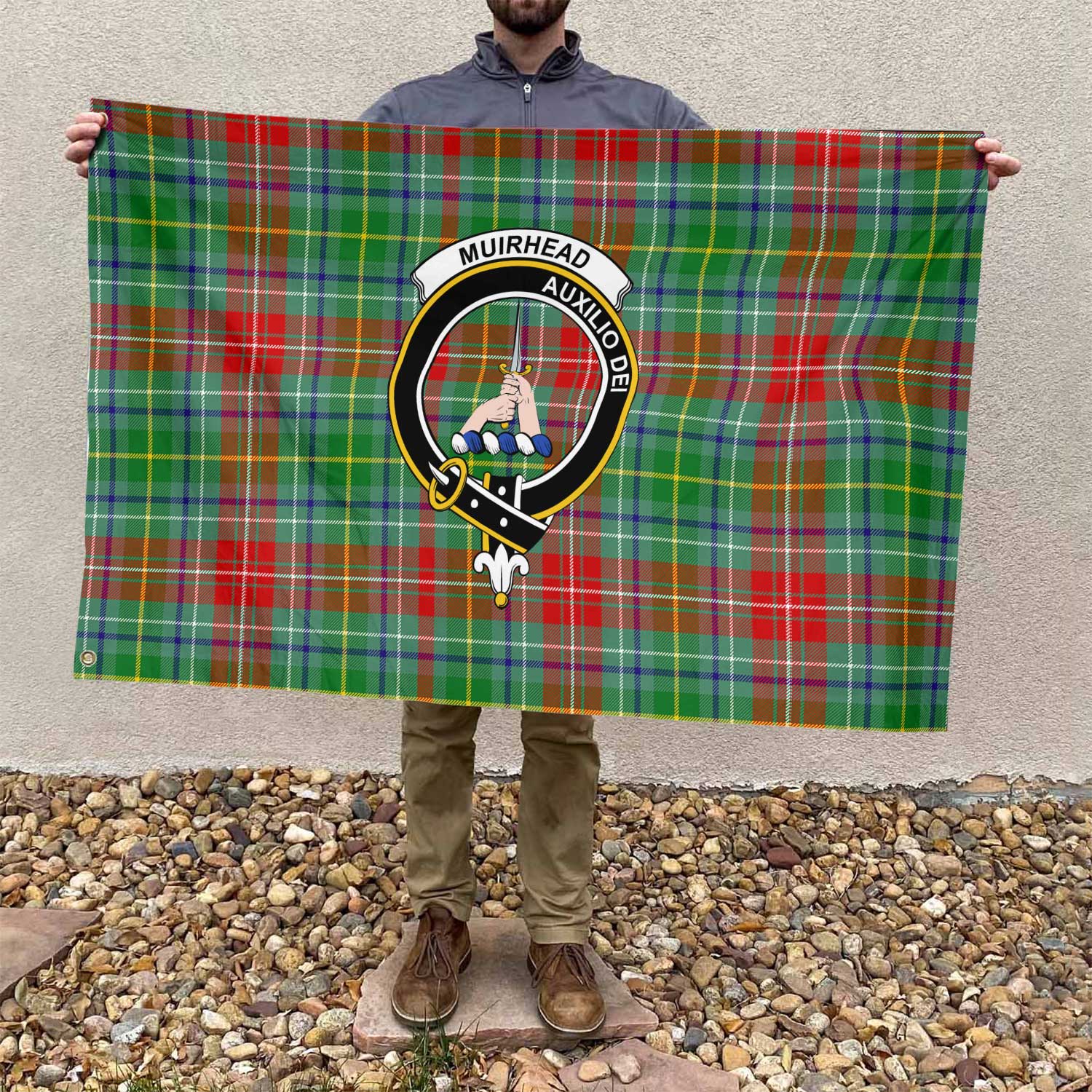 Clan Muirhead Tartan Flag Crest And Plaid Basic Style