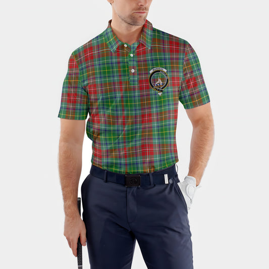 Clan Muirhead Tartan Golf Tartan Men Polo Shirt Crest And Plaid Basic Style