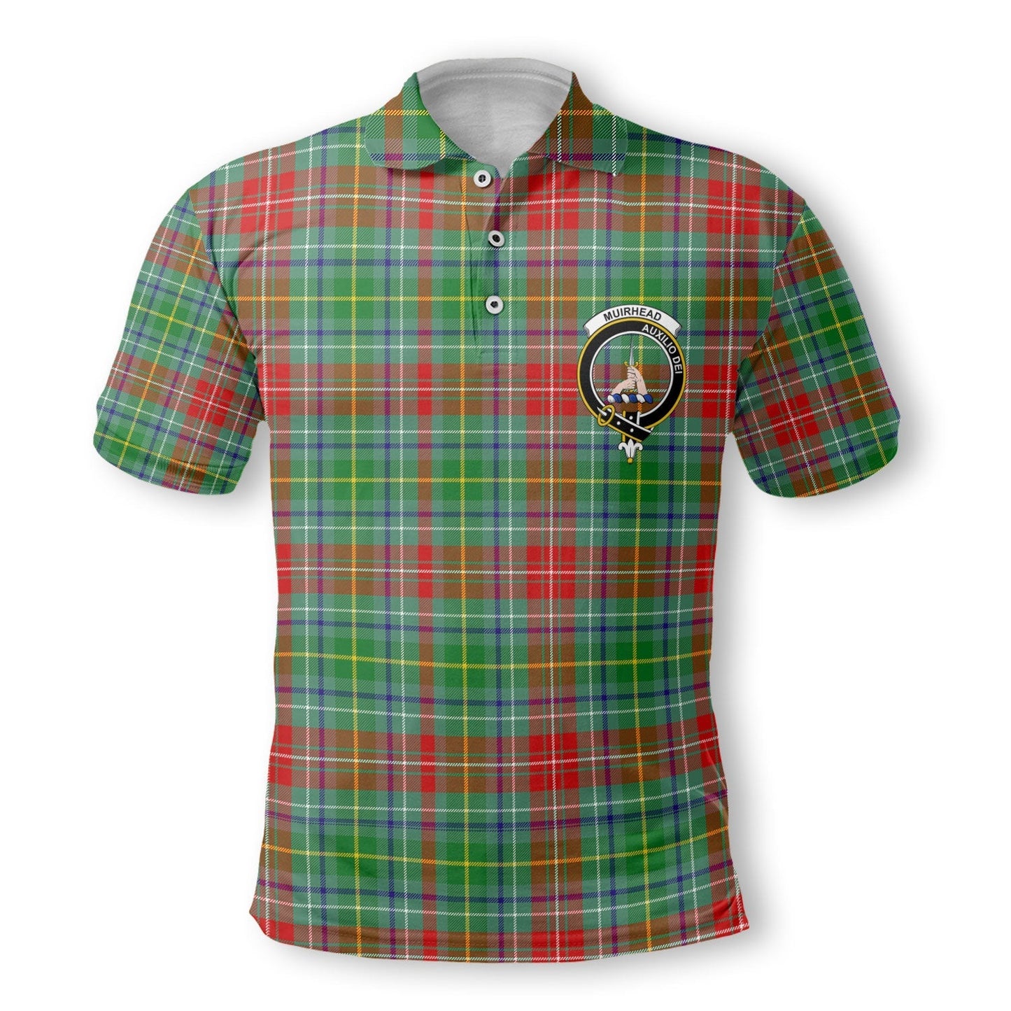 Clan Muirhead Tartan Golf Tartan Men Polo Shirt Crest And Plaid Basic Style