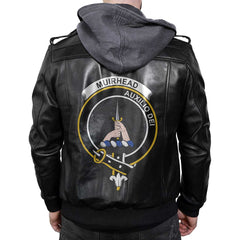 Clan Muirhead Tartan Zip Leather Jacket Crest And Plaid Basic Style