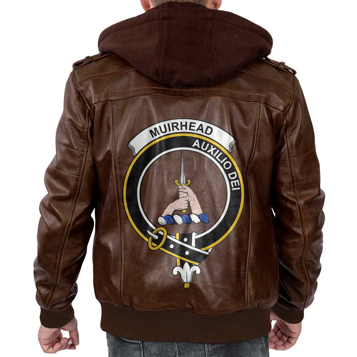 Clan Muirhead Tartan Zip Leather Jacket Crest And Plaid Basic Style