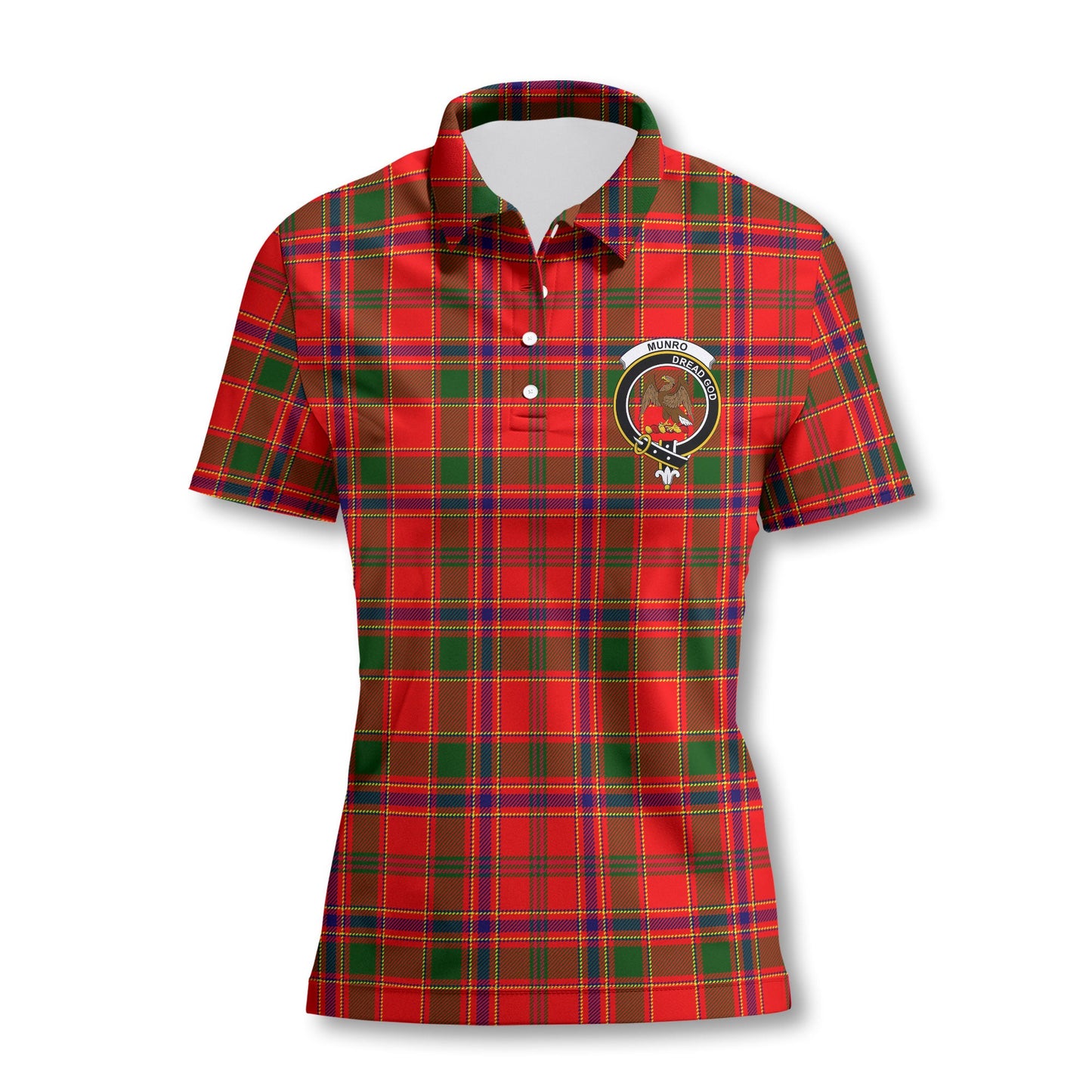 Clan Munro Tartan Women Polo Shirt Crest And Plaid Basic Style