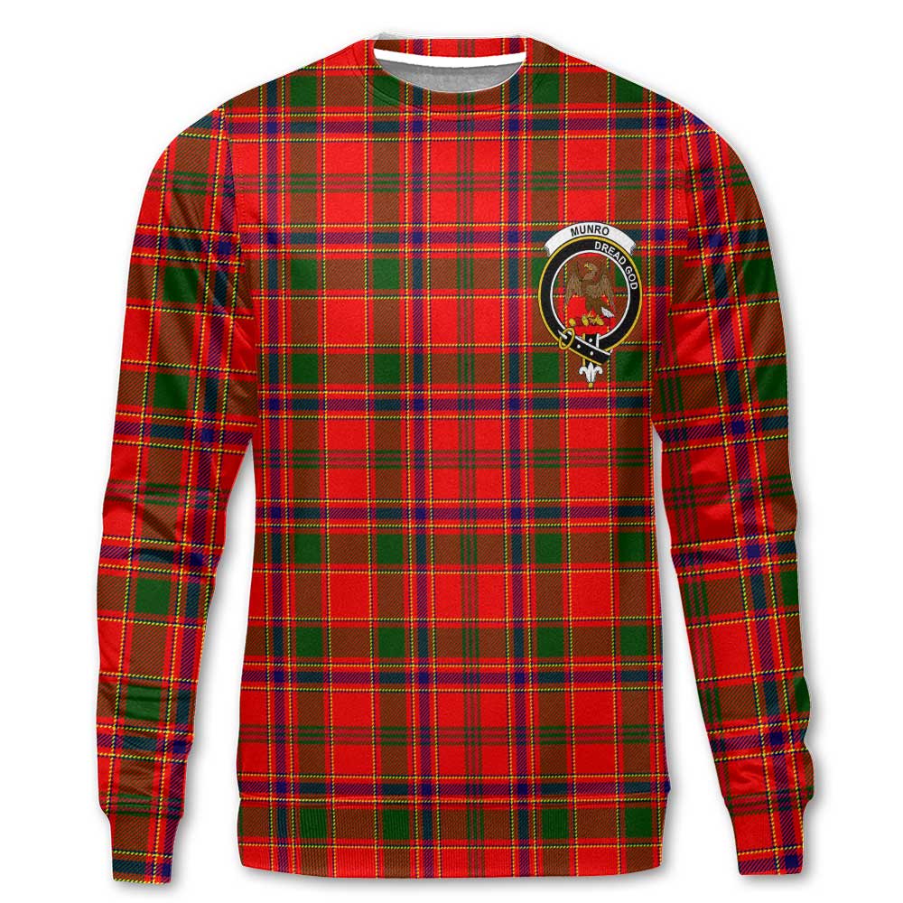 Clan Munro Tartan Women Sweatshirt Crest And Plaid Basic Style