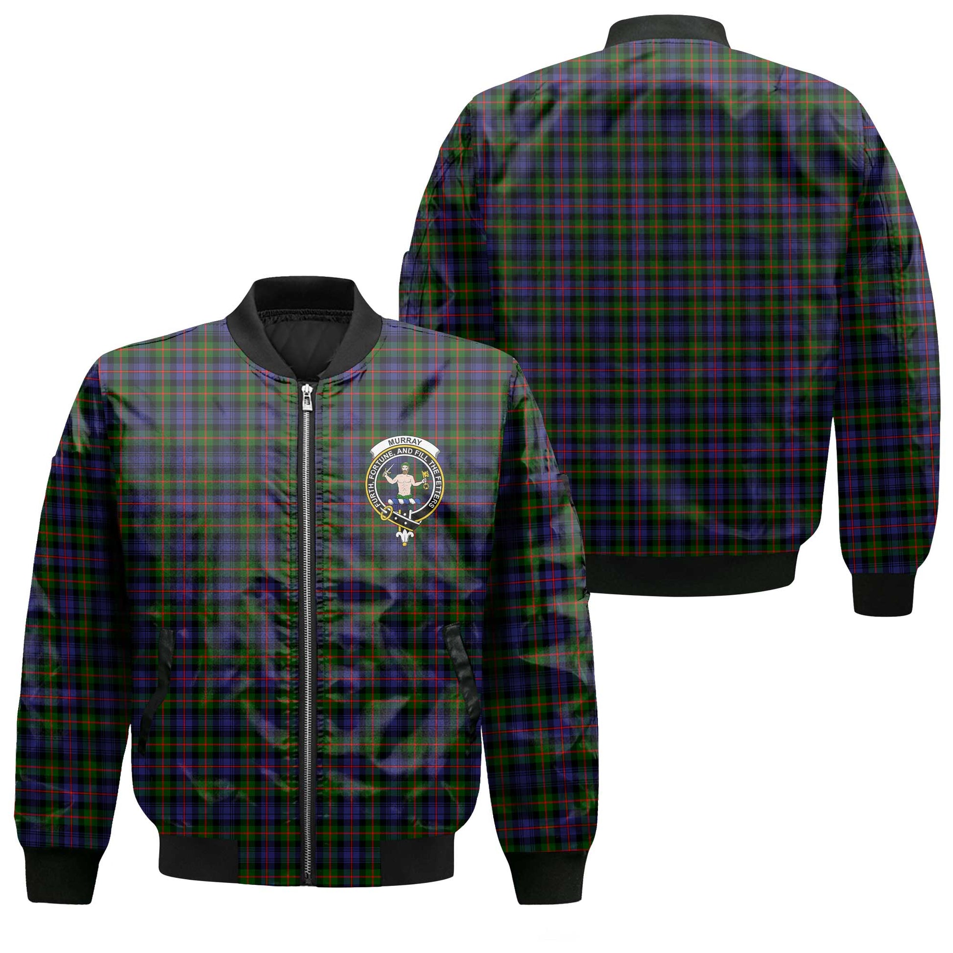 Clan Murray Tartan Men Bomber Jacket Crest And Plaid Basic Style