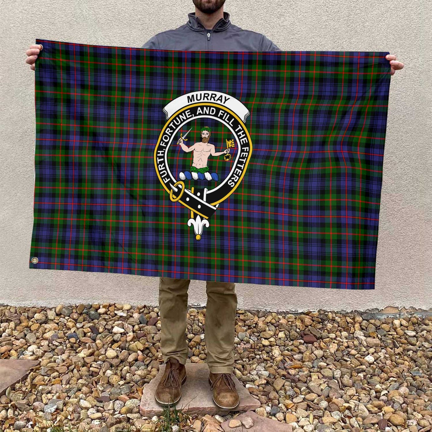 Clan Murray Of Atholl Tartan Flag Crest And Plaid Basic Style