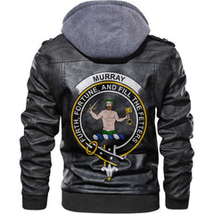 Clan Murray Of Atholl Tartan Zip Leather Jacket Crest And Plaid Basic Style