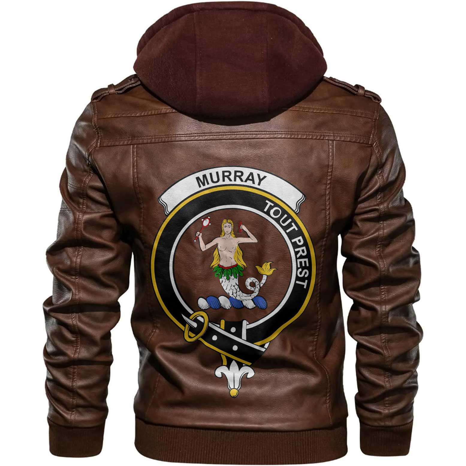 Clan Murray Of Dysart Tartan Zip Leather Jacket Crest And Plaid Basic Style