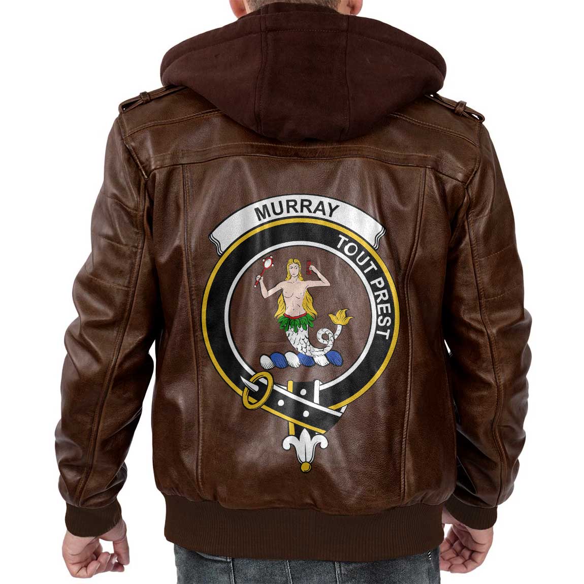 Clan Murray Of Dysart Tartan Zip Leather Jacket Crest And Plaid Basic Style
