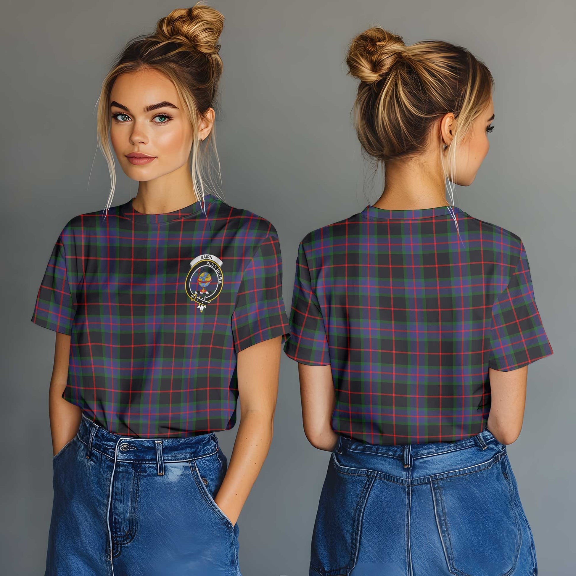 Clan Nairn Tartan Women T Shirt Crest And Plaid Basic Style