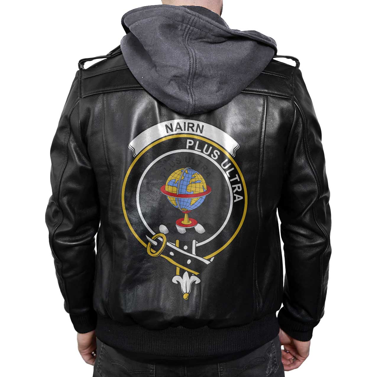 Clan Nairn Tartan Zip Leather Jacket Crest And Plaid Basic Style