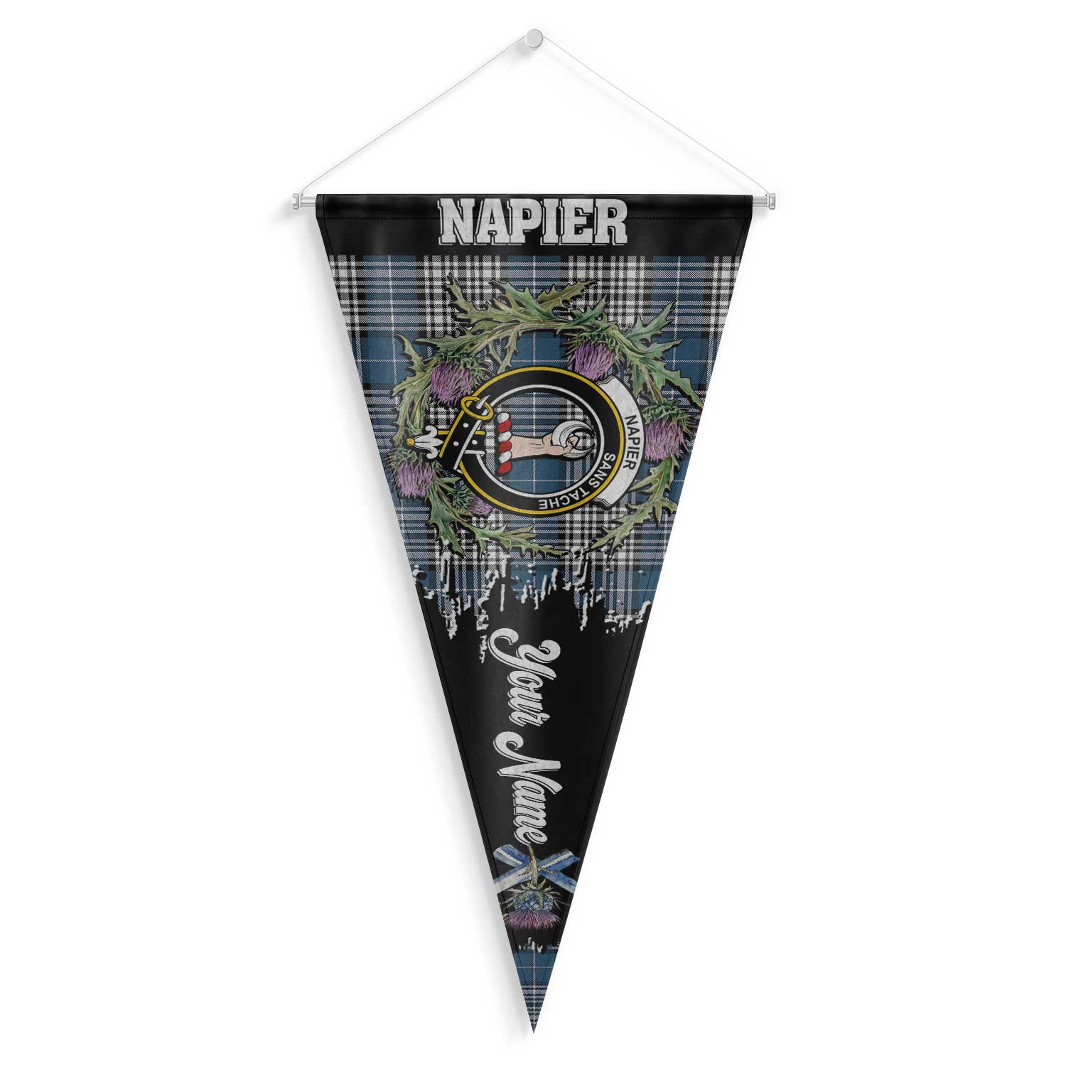 Clan Napier Tartan Felt Pennant Crest And Plaid Basic Style