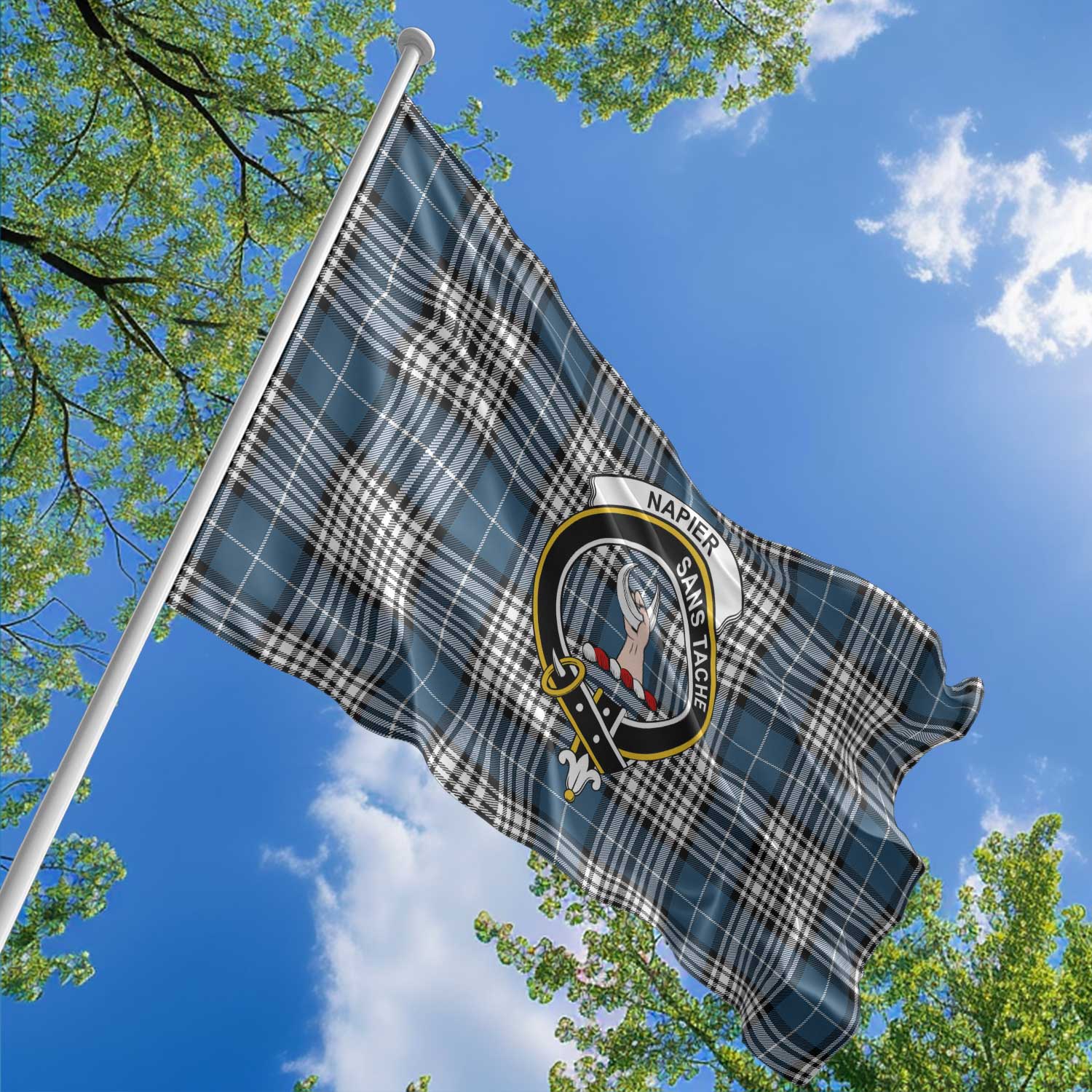 Clan Napier Tartan Flag Crest And Plaid Basic Style