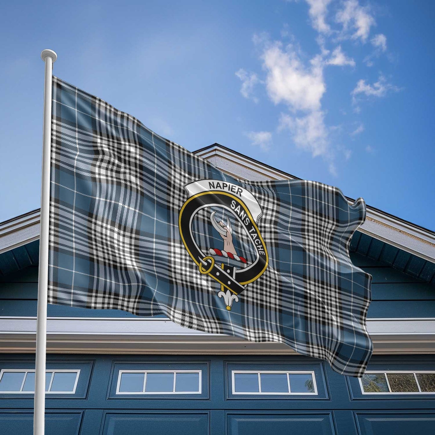 Clan Napier Tartan Flag Crest And Plaid Basic Style