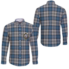 Clan Napier Tartan Long Sleeve Button Shirt Crest And Plaid Basic Style