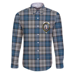 Clan Napier Tartan Long Sleeve Button Shirt Crest And Plaid Basic Style