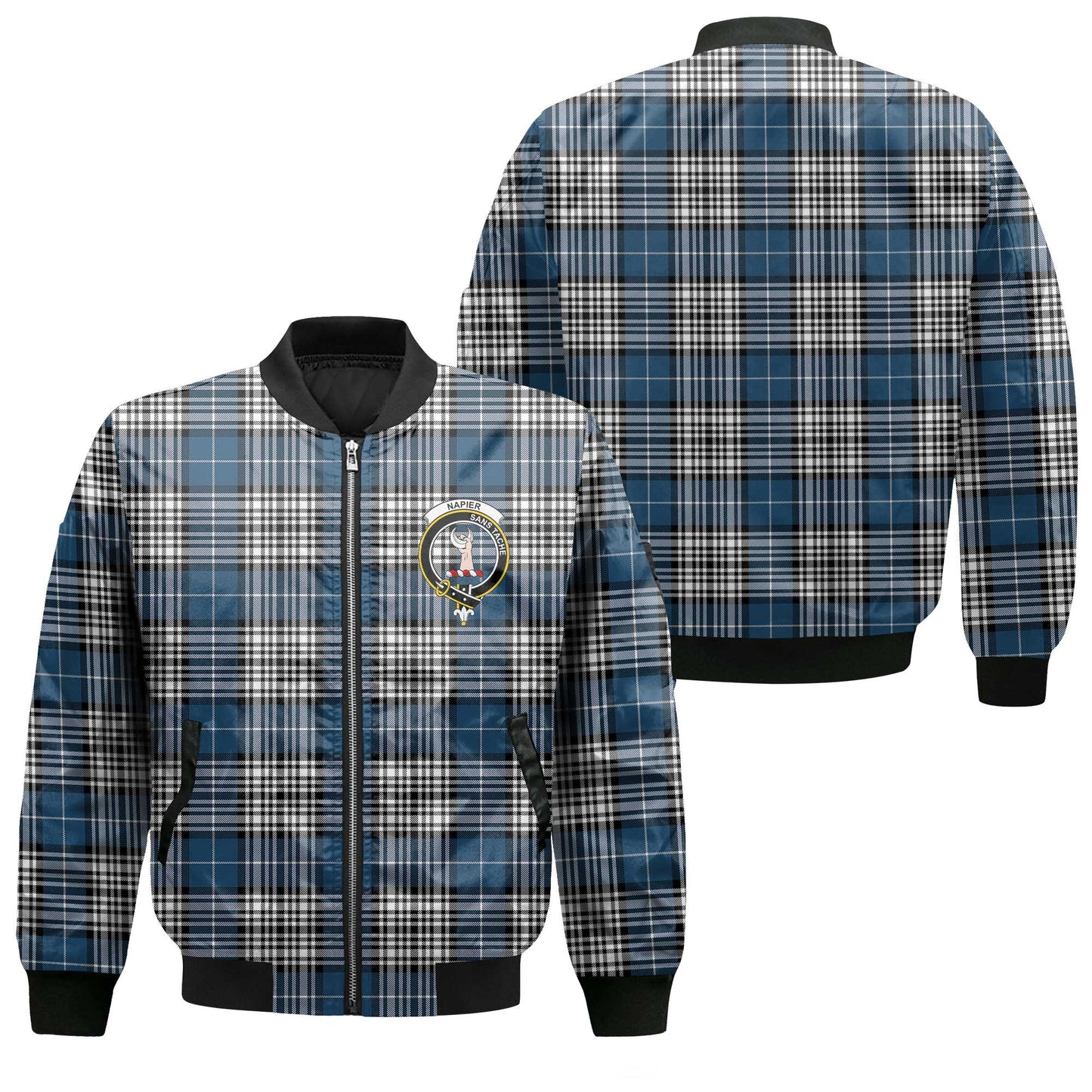 Clan Napier Tartan Men Bomber Jacket Crest And Plaid Basic Style